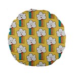 Smile Cloud Rainbow Pattern Yellow Standard 15  Premium Round Cushions Front