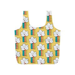 Smile Cloud Rainbow Pattern Yellow Full Print Recycle Bag (s) by Vaneshart