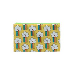 Smile Cloud Rainbow Pattern Yellow Cosmetic Bag (xs) by Vaneshart