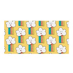 Smile Cloud Rainbow Pattern Yellow Satin Wrap by Vaneshart