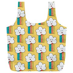 Smile Cloud Rainbow Pattern Yellow Full Print Recycle Bag (xxxl)