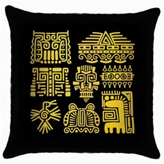 American Golden Ancient Totems Throw Pillow Case (black) by Vaneshart