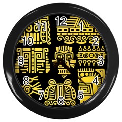 American Golden Ancient Totems Wall Clock (black)