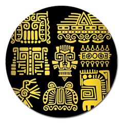 American Golden Ancient Totems Magnet 5  (round) by Vaneshart