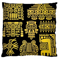 American Golden Ancient Totems Large Cushion Case (two Sides) by Vaneshart