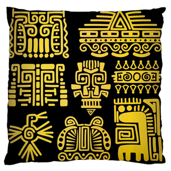 American Golden Ancient Totems Large Cushion Case (Two Sides)