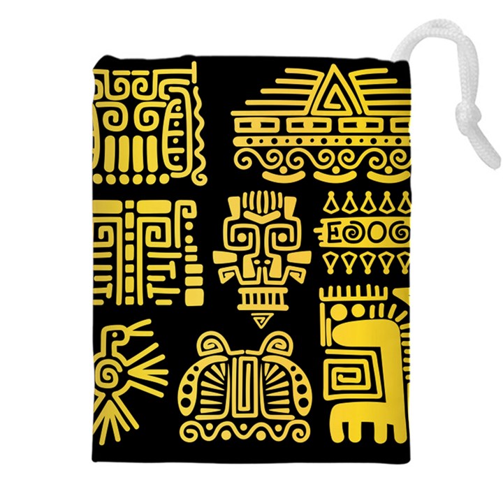 American Golden Ancient Totems Drawstring Pouch (5XL)