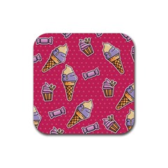 Seamless Pattern Patches With Ice Cream Rubber Coaster (square)  by Vaneshart