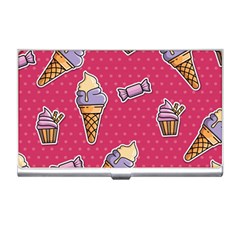 Seamless Pattern Patches With Ice Cream Business Card Holder by Vaneshart