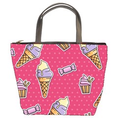 Seamless Pattern Patches With Ice Cream Bucket Bag by Vaneshart