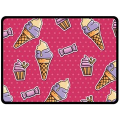 Seamless Pattern Patches With Ice Cream Fleece Blanket (large)  by Vaneshart