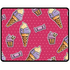 Seamless Pattern Patches With Ice Cream Fleece Blanket (medium)  by Vaneshart