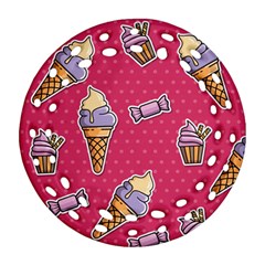 Seamless Pattern Patches With Ice Cream Ornament (round Filigree)