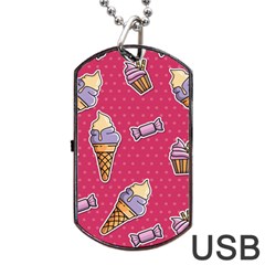 Seamless Pattern Patches With Ice Cream Dog Tag Usb Flash (one Side) by Vaneshart