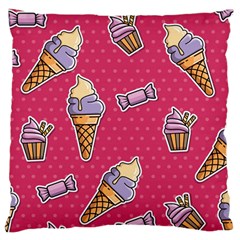 Seamless Pattern Patches With Ice Cream Large Cushion Case (two Sides) by Vaneshart