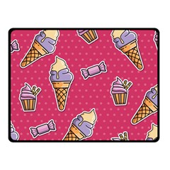 Seamless Pattern Patches With Ice Cream Double Sided Fleece Blanket (small)  by Vaneshart