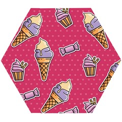 Seamless Pattern Patches With Ice Cream Wooden Puzzle Hexagon by Vaneshart