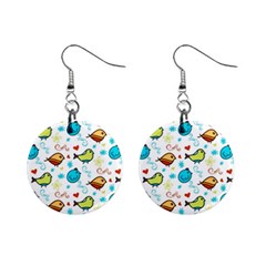 Birds Pattern Design Mini Button Earrings by Vaneshart