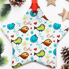 Birds Pattern Design Star Ornament (two Sides) by Vaneshart