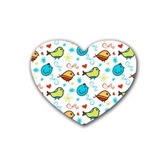 Birds Pattern Design Rubber Coaster (heart) 