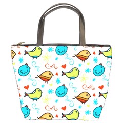 Birds Pattern Design Bucket Bag by Vaneshart