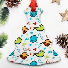 Birds Pattern Design Christmas Tree Ornament (two Sides) by Vaneshart