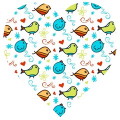 Birds Pattern Design Wooden Puzzle Heart by Vaneshart