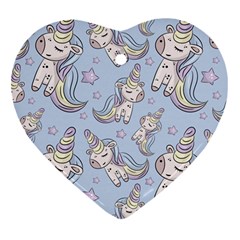 Pattern With Cute Unicorns Ornament (heart) by Vaneshart