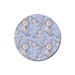 Pattern With Cute Unicorns Rubber Round Coaster (4 pack)  Front