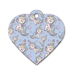 Pattern With Cute Unicorns Dog Tag Heart (two Sides) by Vaneshart