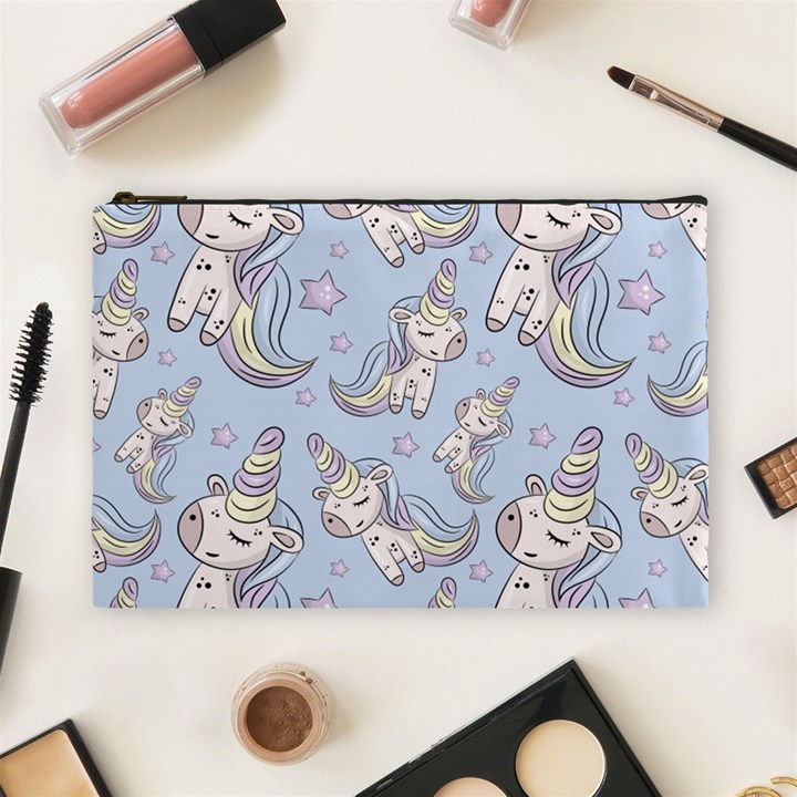 Pattern With Cute Unicorns Cosmetic Bag (Large)