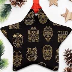 Indian Aztec African Historic Tribal Mask Seamless Pattern Ornament (star) by Vaneshart