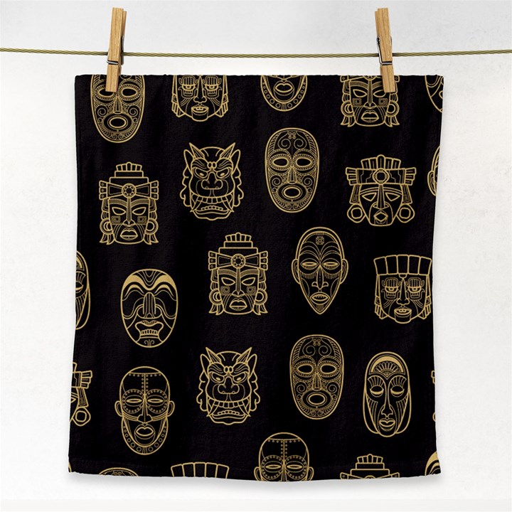 Indian Aztec African Historic Tribal Mask Seamless Pattern Face Towel