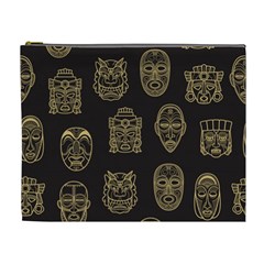 Indian Aztec African Historic Tribal Mask Seamless Pattern Cosmetic Bag (xl)