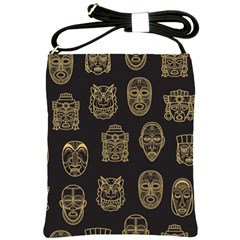 Indian Aztec African Historic Tribal Mask Seamless Pattern Shoulder Sling Bag by Vaneshart