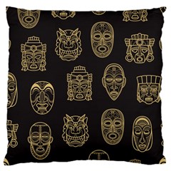 Indian Aztec African Historic Tribal Mask Seamless Pattern Large Cushion Case (two Sides) by Vaneshart