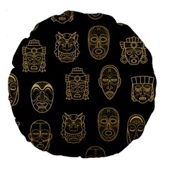 Indian Aztec African Historic Tribal Mask Seamless Pattern Large 18  Premium Round Cushions by Vaneshart