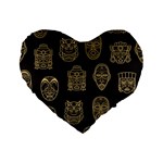 Indian Aztec African Historic Tribal Mask Seamless Pattern Standard 16  Premium Flano Heart Shape Cushions Front