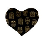 Indian Aztec African Historic Tribal Mask Seamless Pattern Standard 16  Premium Flano Heart Shape Cushions Back