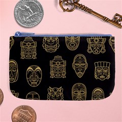 Indian Aztec African Historic Tribal Mask Seamless Pattern Large Coin Purse by Vaneshart