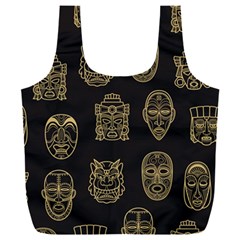 Indian Aztec African Historic Tribal Mask Seamless Pattern Full Print Recycle Bag (xxl)