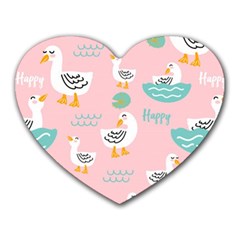 Cute Happy Duck Gift Card Design Seamless Pattern Template Heart Mousepads by Vaneshart