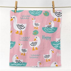 Cute Happy Duck Gift Card Design Seamless Pattern Template Face Towel by Vaneshart