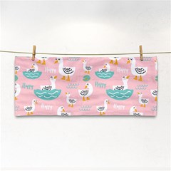 Cute Happy Duck Gift Card Design Seamless Pattern Template Hand Towel by Vaneshart