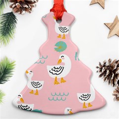 Cute Happy Duck Gift Card Design Seamless Pattern Template Christmas Tree Ornament (two Sides) by Vaneshart