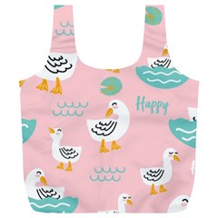 Cute Happy Duck Gift Card Design Seamless Pattern Template Full Print Recycle Bag (xl) by Vaneshart