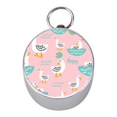 Cute Happy Duck Gift Card Design Seamless Pattern Template Mini Silver Compasses by Vaneshart