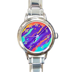 Multicolored Abstract Background Round Italian Charm Watch by Vaneshart