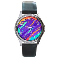 Multicolored Abstract Background Round Metal Watch by Vaneshart