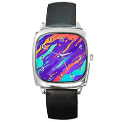 Multicolored Abstract Background Square Metal Watch by Vaneshart